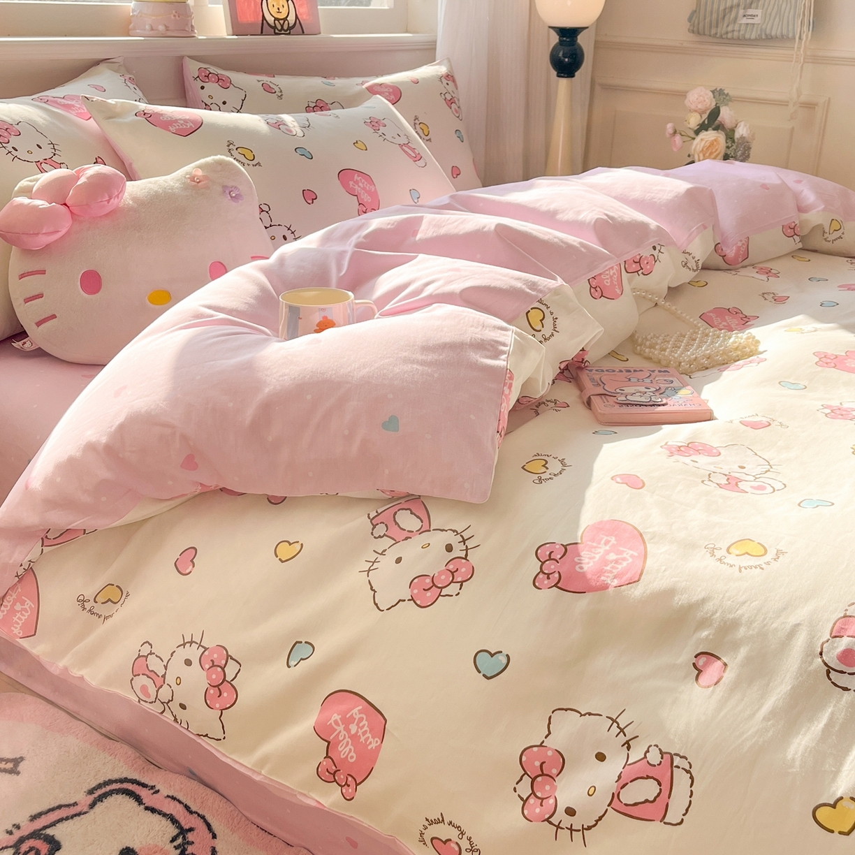 91家纺网 家纺一手货源 找家纺 博雅 2026新款三丽鸥全棉纯棉小版印花四件套 满版kt