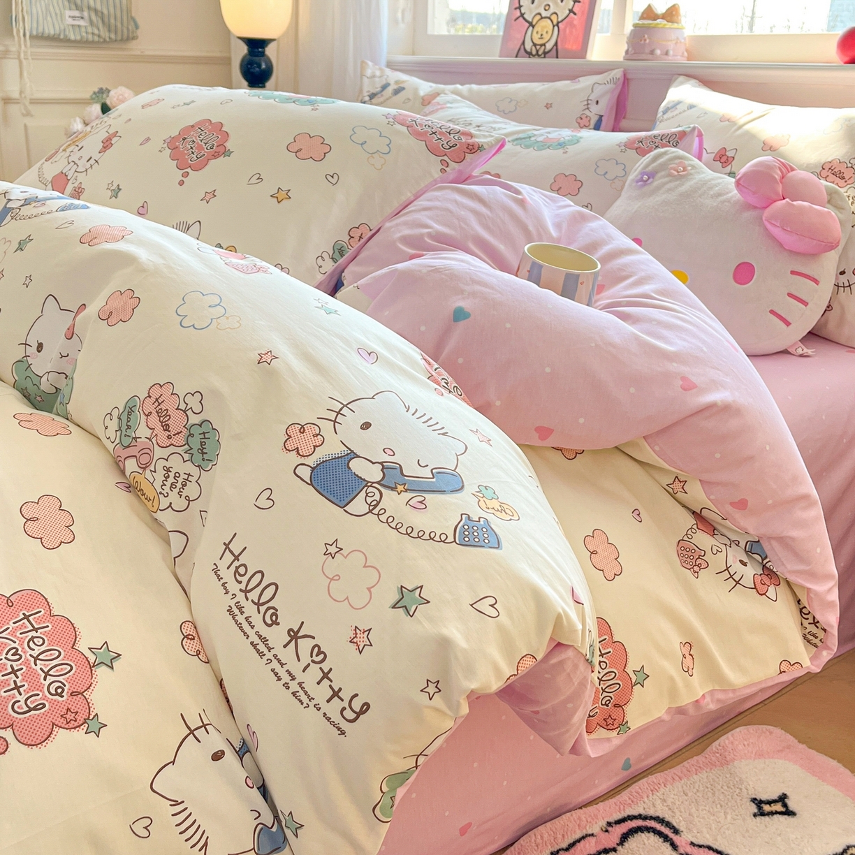 博雅 2026新款三丽鸥全棉纯棉小版印花四件套 幸福kt