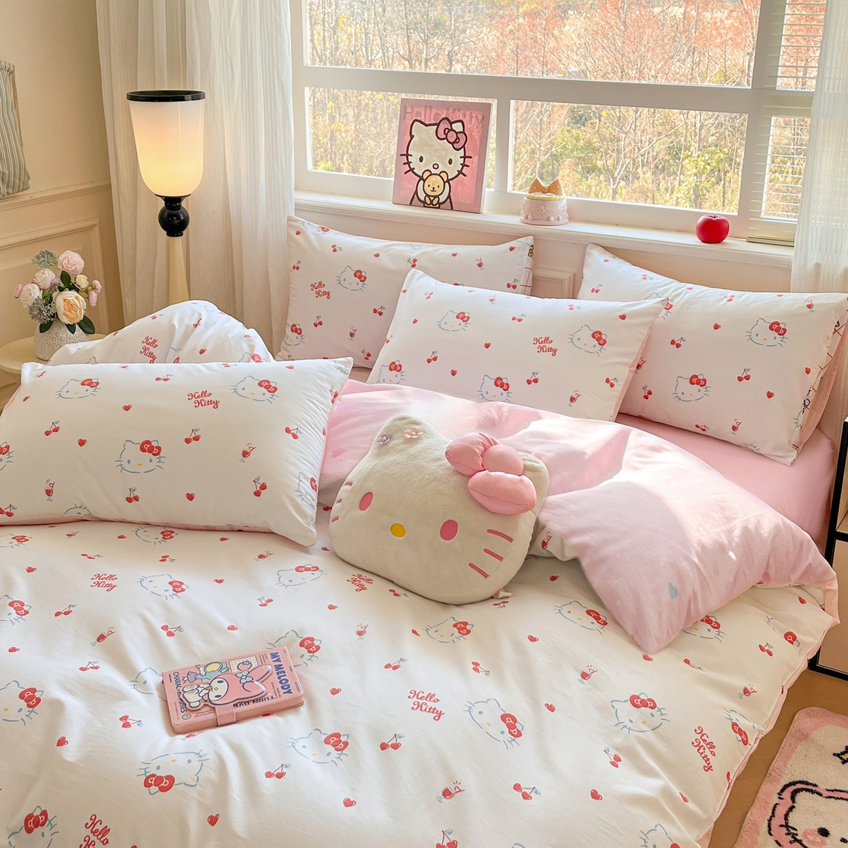 91家纺网 家纺一手货源 找家纺 博雅 2026新款三丽鸥全棉纯棉小版印花四件套 樱桃kt