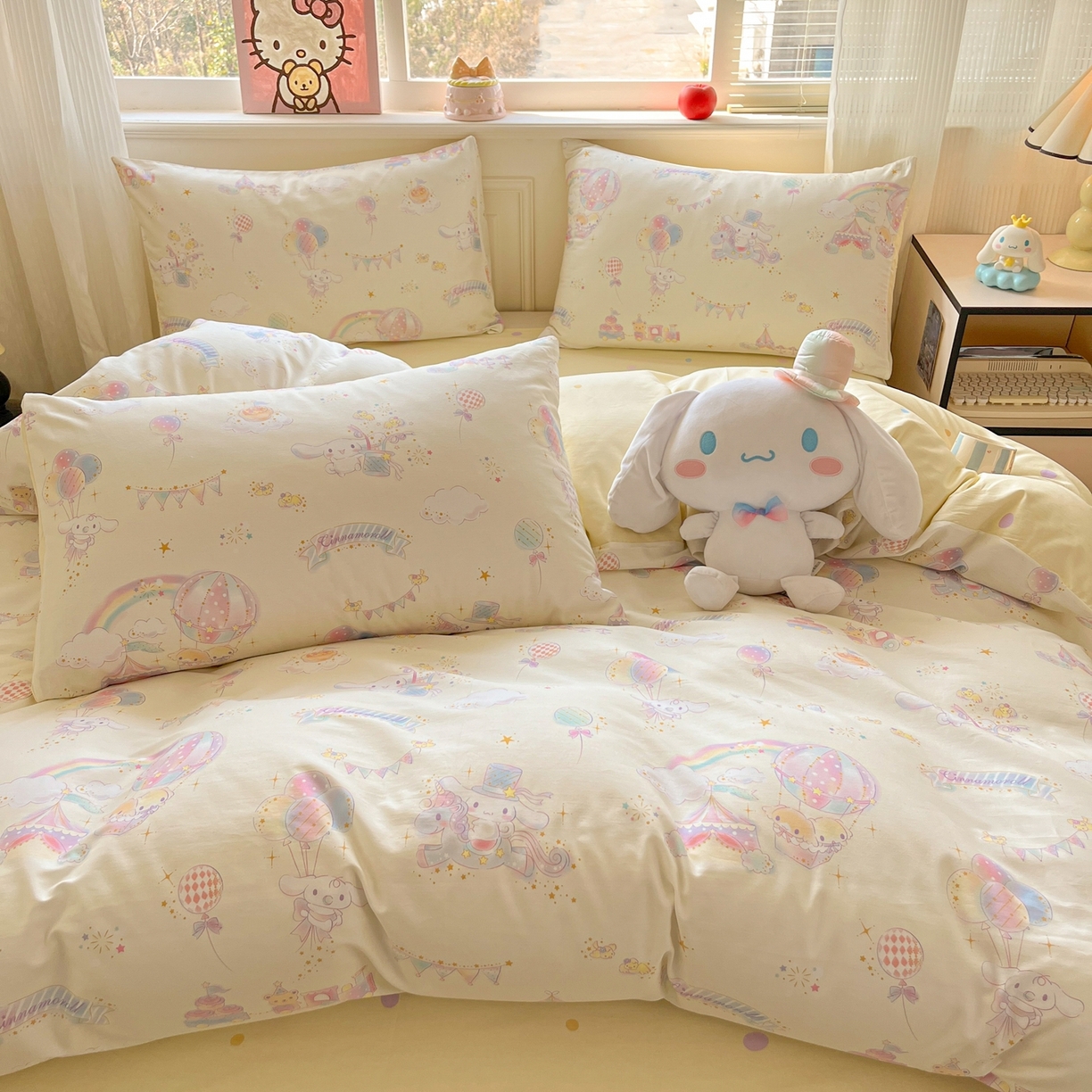 91家纺网 家纺一手货源 找家纺 博雅 2026新款三丽鸥全棉纯棉小版印花四件套 梦幻玉桂狗