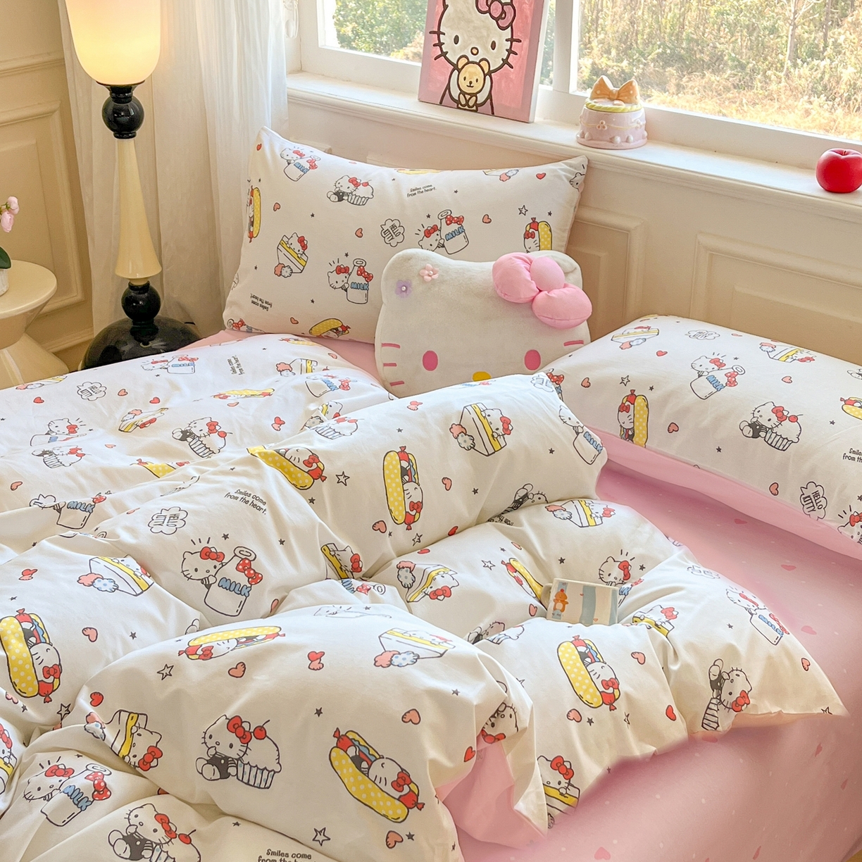 91家纺网 家纺一手货源 找家纺 博雅 2026新款三丽鸥全棉纯棉小版印花四件套 甜品kt