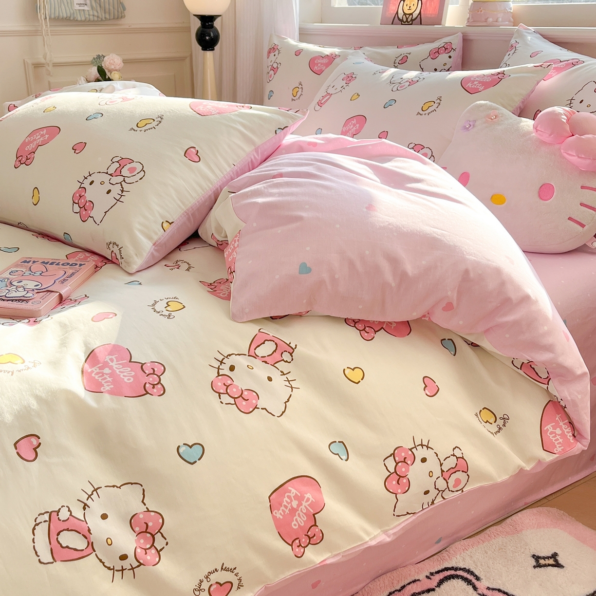 91家纺网 家纺一手货源 找家纺 博雅 2026新款三丽鸥全棉纯棉小版印花四件套 满版kt