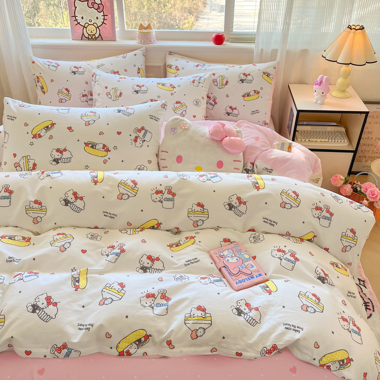 91家纺网 家纺一手货源 找家纺 博雅 2026新款三丽鸥全棉纯棉小版印花四件套 甜品kt