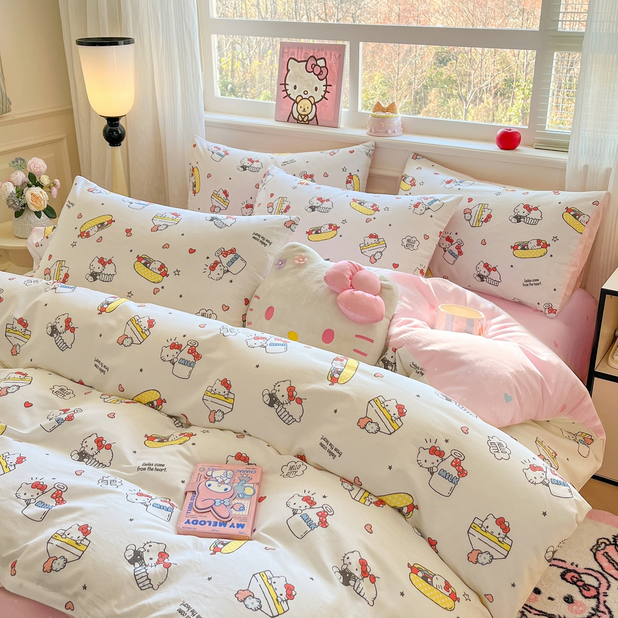 91家纺网 家纺一手货源 找家纺 博雅 2026新款三丽鸥全棉纯棉小版印花四件套 甜品kt