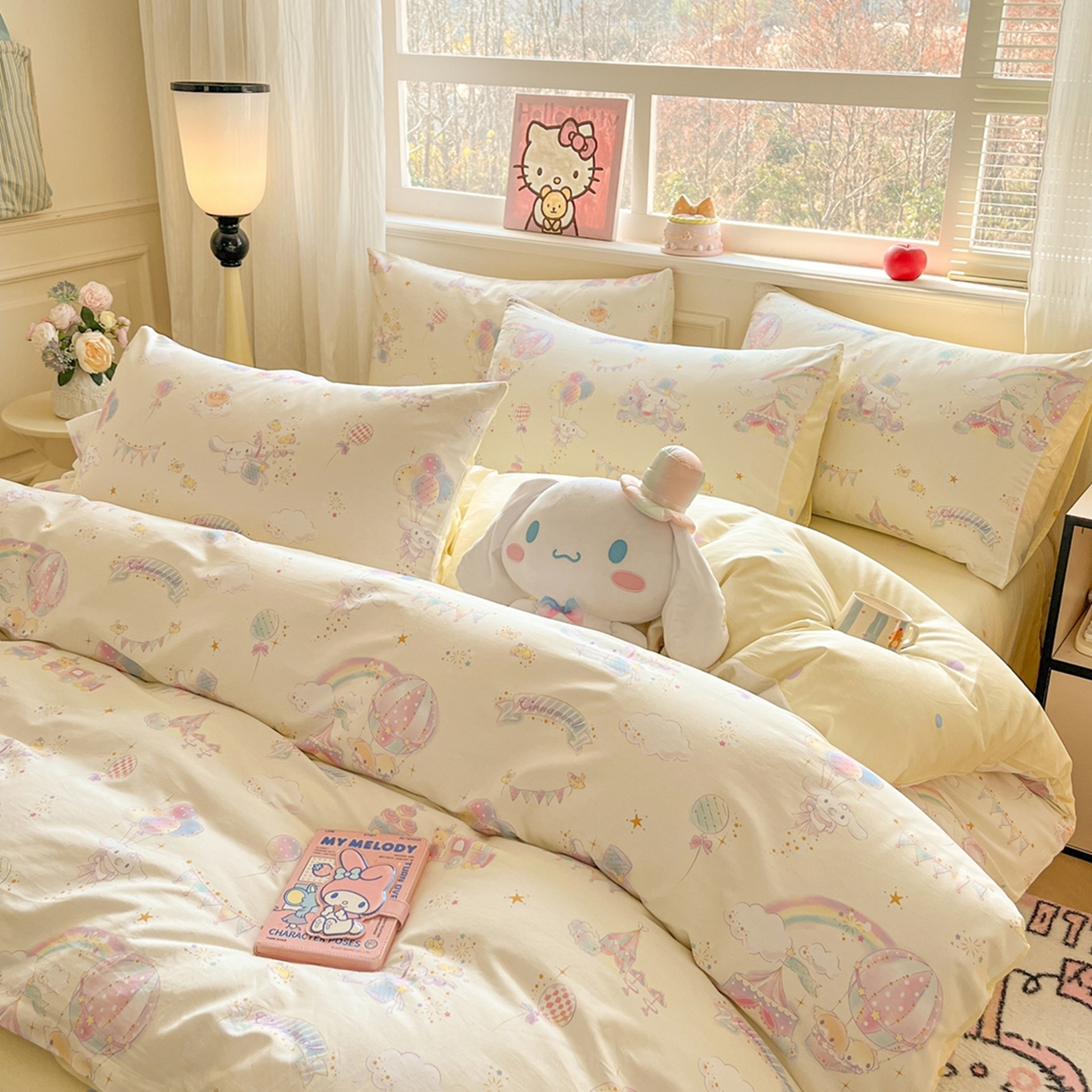 91家纺网 家纺一手货源 找家纺 博雅 2026新款三丽鸥全棉纯棉小版印花四件套 梦幻玉桂狗