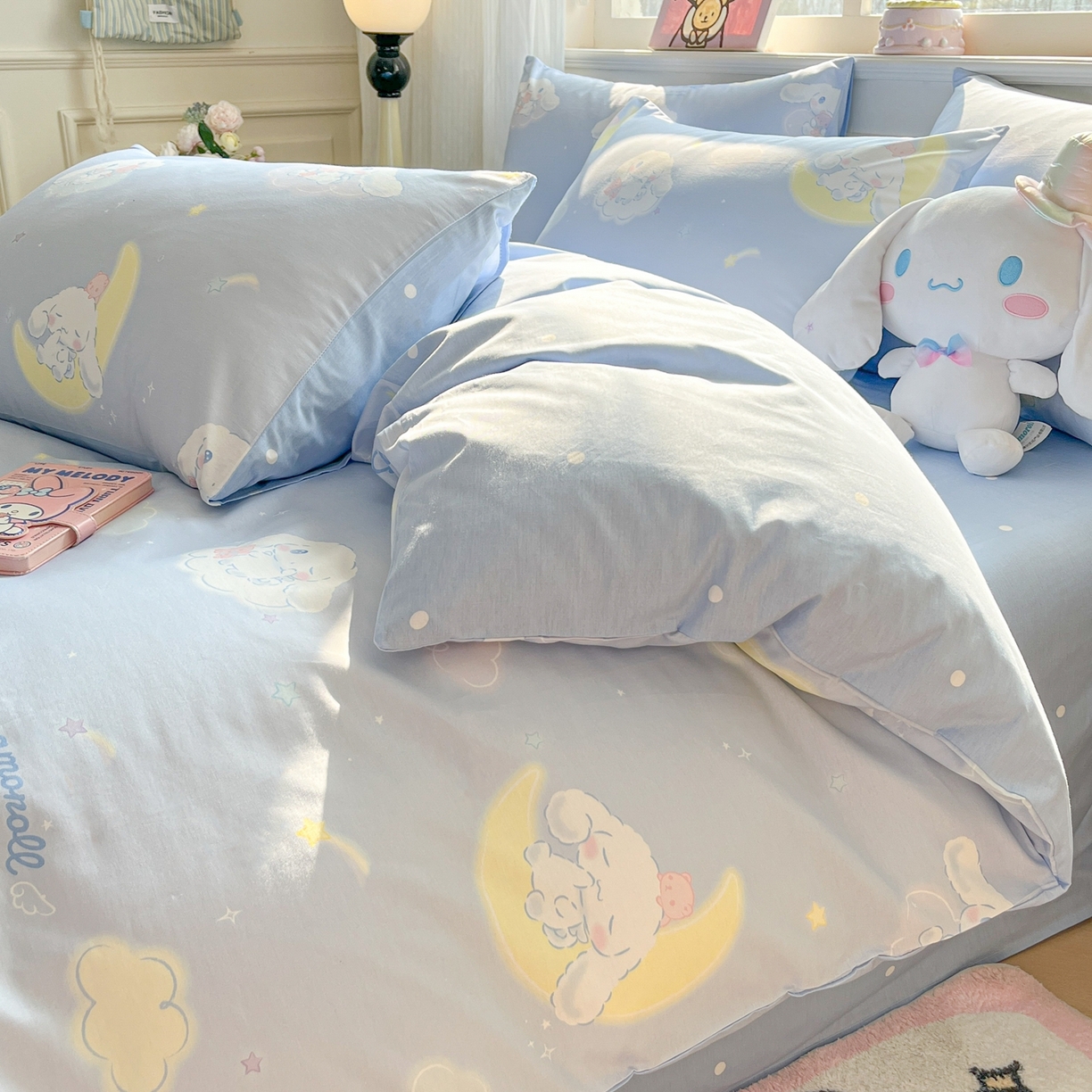 91家纺网 家纺一手货源 找家纺 博雅 2026新款三丽鸥全棉纯棉小版印花四件套 晚安玉桂狗