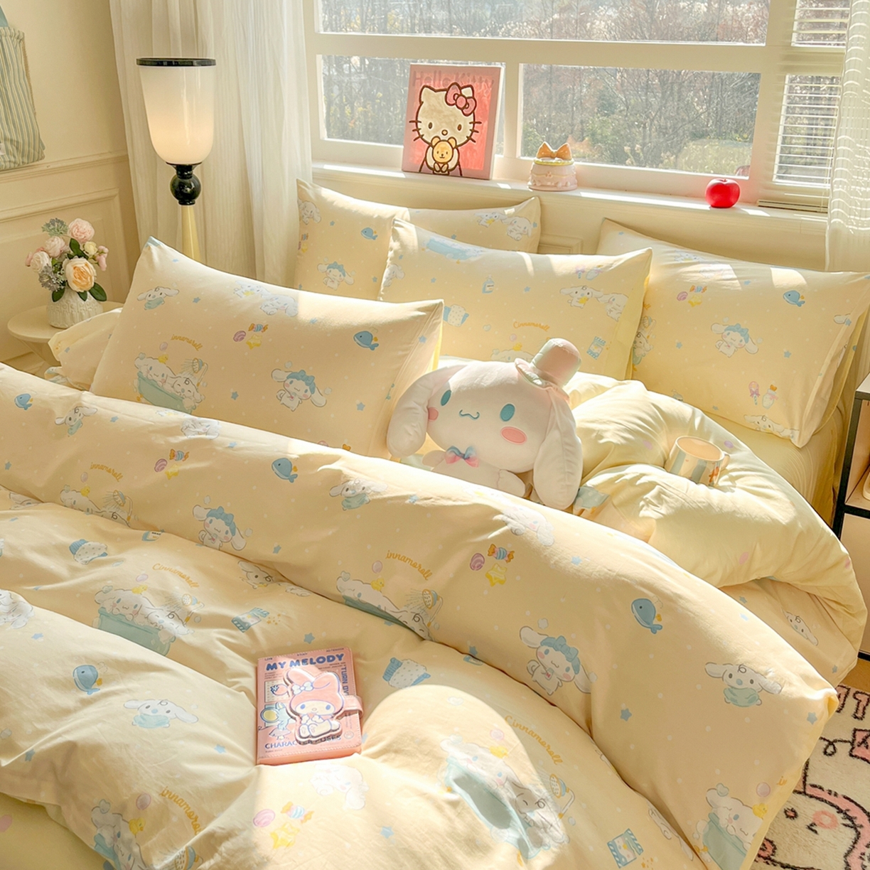 91家纺网 家纺一手货源 找家纺 博雅 2026新款三丽鸥全棉纯棉小版印花四件套 黄油玉桂狗