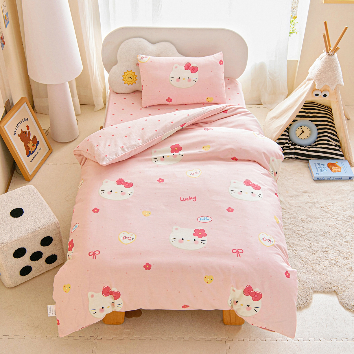 91家纺网 家纺一手货源 找家纺 （总）乐秀家纺 2026新款全棉幼儿园被子三件套卡通纯棉被套被芯六件套