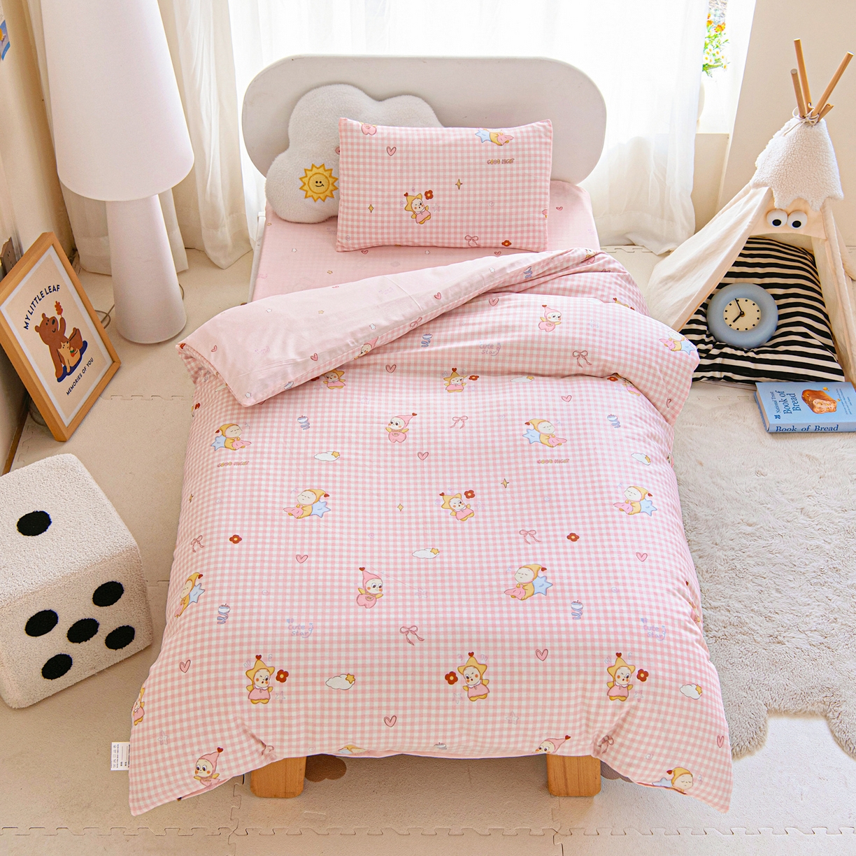 91家纺网 家纺一手货源 找家纺 （总）乐秀家纺 2026新款全棉幼儿园被子三件套卡通纯棉被套被芯六件套