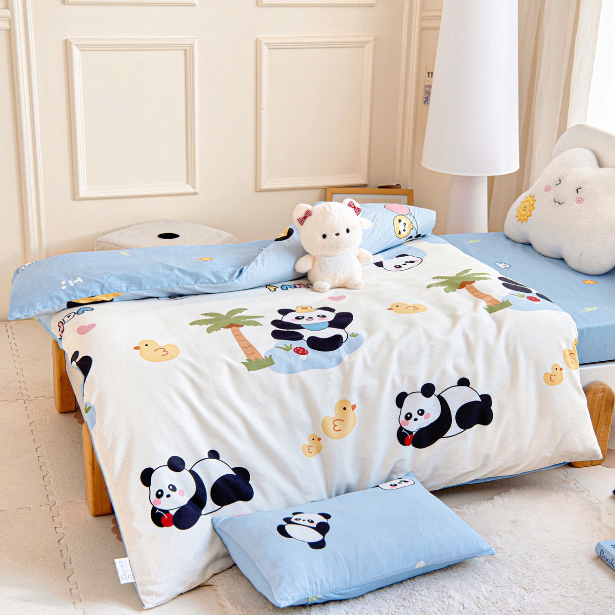 91家纺网 家纺一手货源 找家纺 乐秀家纺 2026新款全棉幼儿园被子三件套卡通纯棉被套被芯六件套 赛车世界