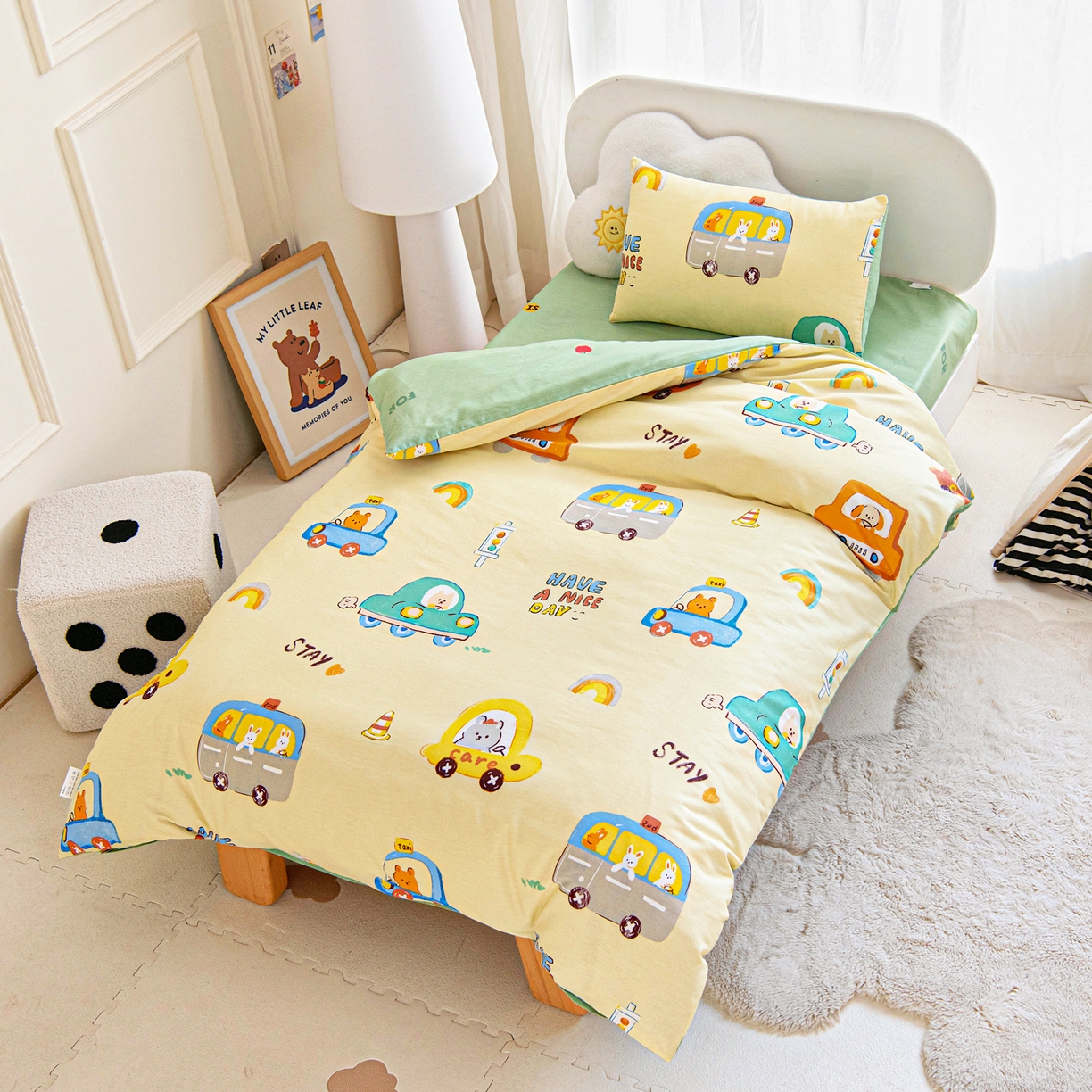 91家纺网 家纺一手货源 找家纺 乐秀家纺 2026新款全棉幼儿园被子三件套卡通纯棉被套被芯六件套 太空卫士