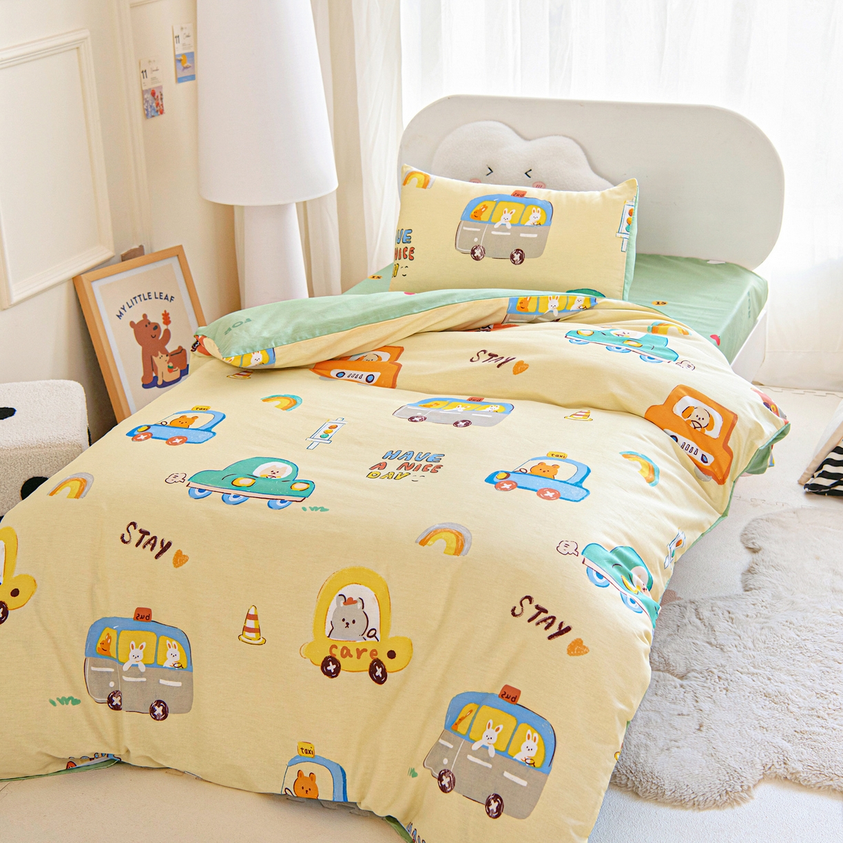 91家纺网 家纺一手货源 找家纺 乐秀家纺 2026新款全棉幼儿园被子三件套卡通纯棉被套被芯六件套 太空卫士