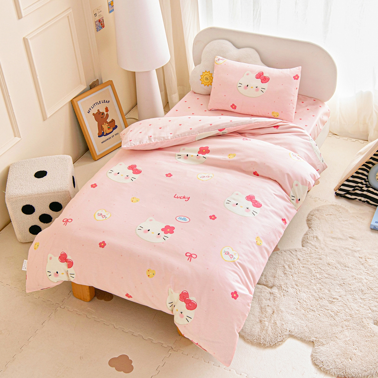 91家纺网 家纺一手货源 找家纺 乐秀家纺 2026新款全棉幼儿园被子三件套卡通纯棉被套被芯六件套 星际恐龙