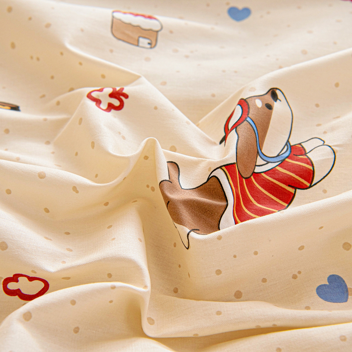 91家纺网 家纺一手货源 找家纺 乐秀家纺 2026新款全棉幼儿园被子三件套卡通纯棉被套被芯六件套 汪汪派对