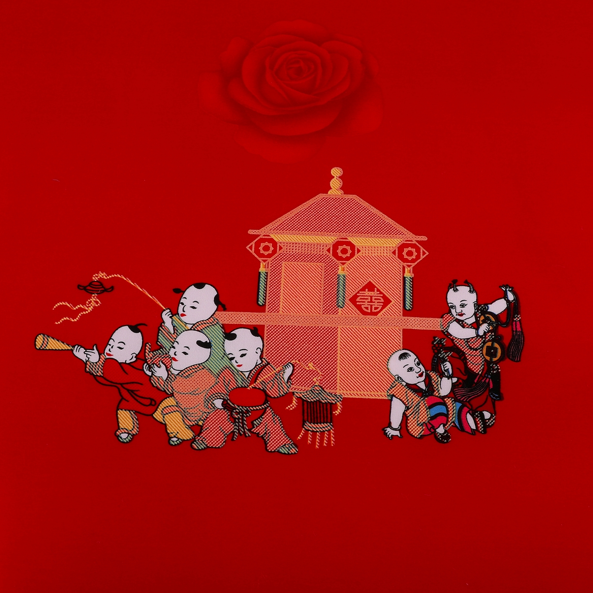 91家纺网 家纺一手货源 找家纺 浩情国际婚庆供货中心 2026新款高端婚庆经典结婚被单龙凤百子被套老粗布100%全棉纯棉大红长期供货 百子百福-大红