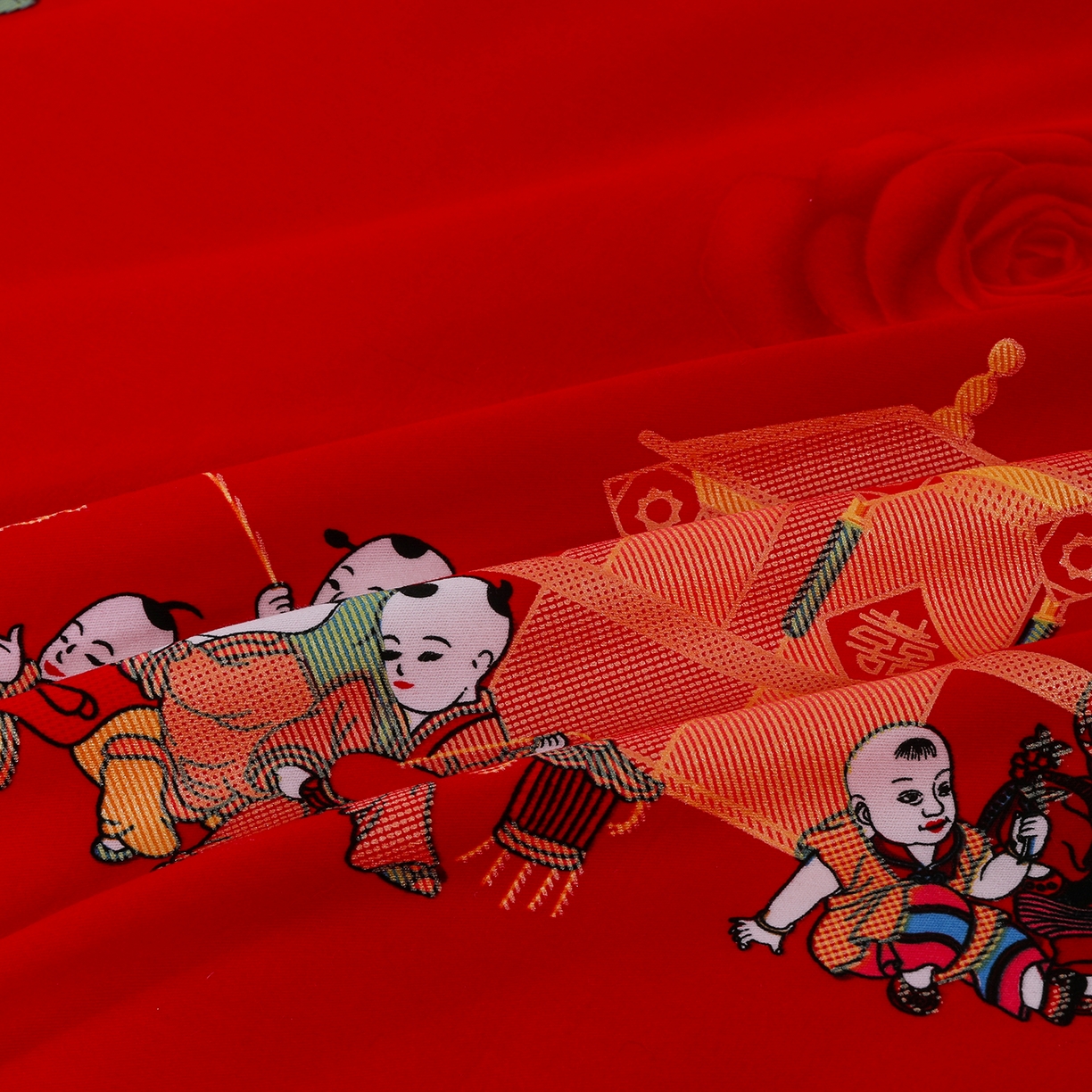 91家纺网 家纺一手货源 找家纺 （总）浩情国际婚庆供货中心 2026新款高端婚庆经典结婚被单龙凤百子被套老粗布100%全棉纯棉大红长期供货