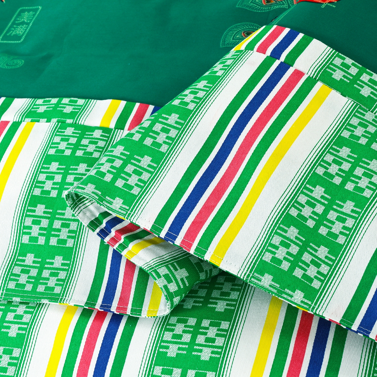 91家纺网 家纺一手货源 找家纺 浩情国际婚庆供货中心 2026新款高端婚庆经典结婚被单龙凤百子被套老粗布100%全棉纯棉大红长期供货 龙凤爱恋-深绿