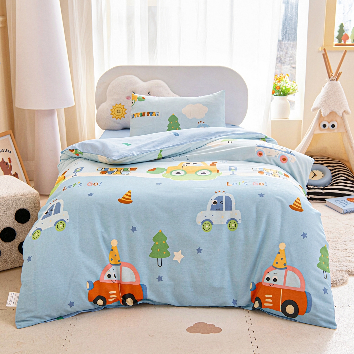 91家纺网 家纺一手货源 找家纺 （总）乐秀家纺 2026新款全棉幼儿园被子三件套卡通纯棉被套被芯六件套