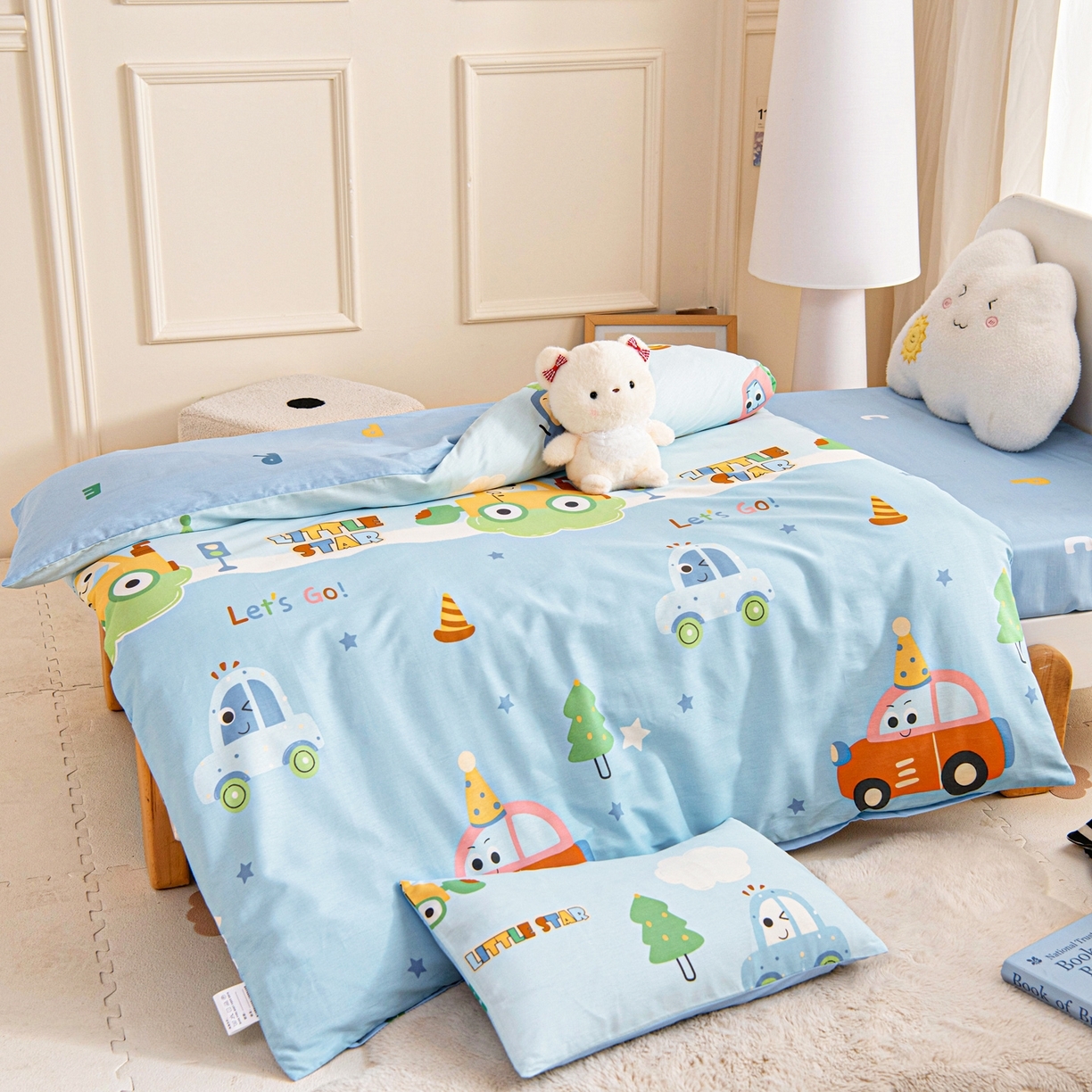 91家纺网 家纺一手货源 找家纺 （总）乐秀家纺 2026新款全棉幼儿园被子三件套卡通纯棉被套被芯六件套