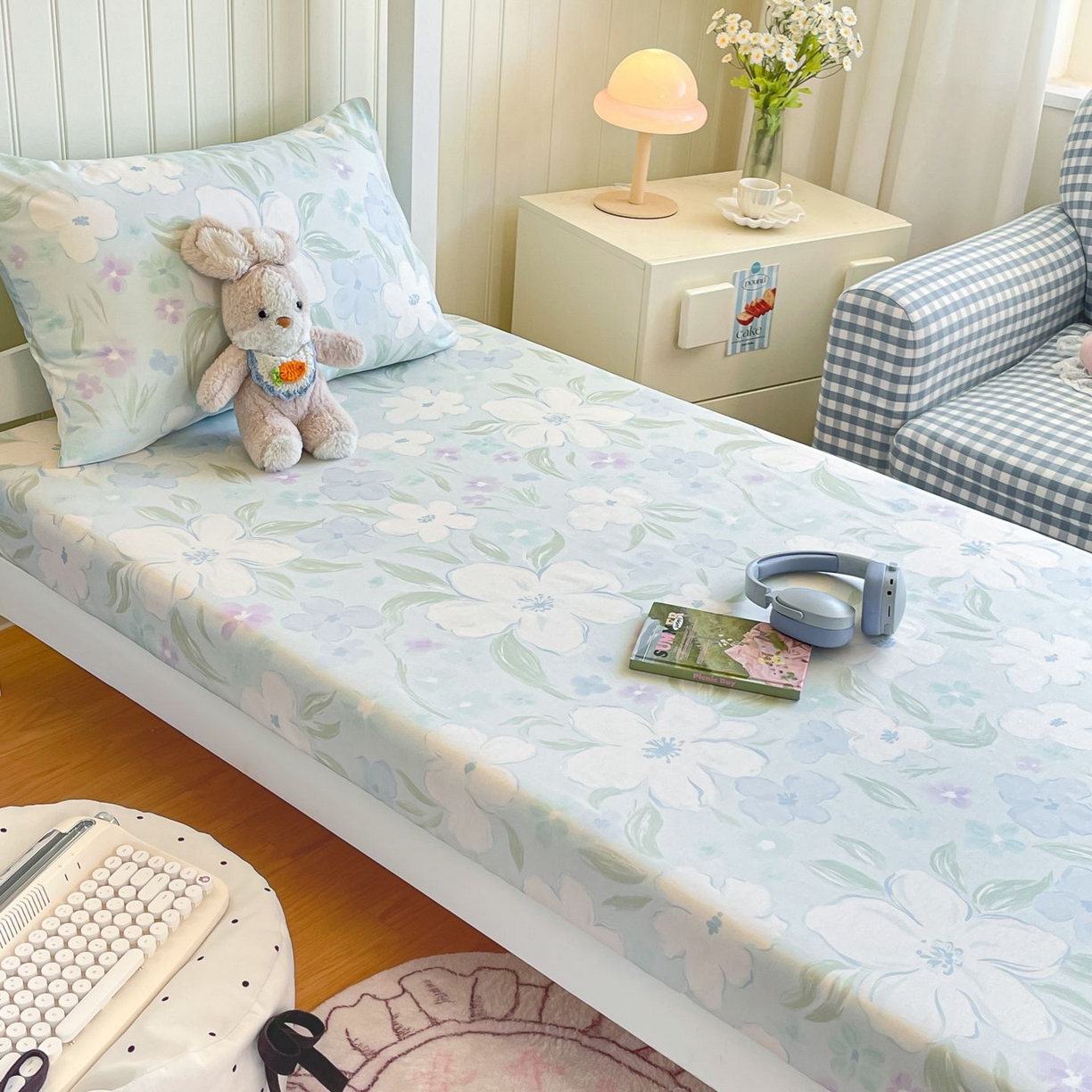 91家纺网 家纺一手货源 找家纺 寻米 2026新款春夏13070印花三件套单品系列-单被套 春风里-湖蓝