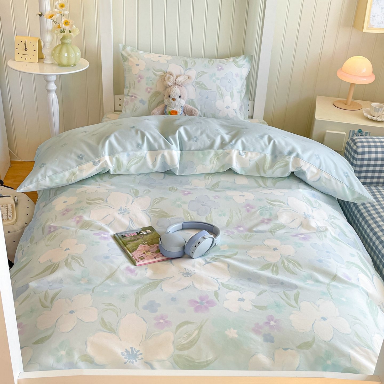 91家纺网 家纺一手货源 找家纺 寻米 2026新款春夏13070印花三件套单品系列-单被套 春风里-湖蓝