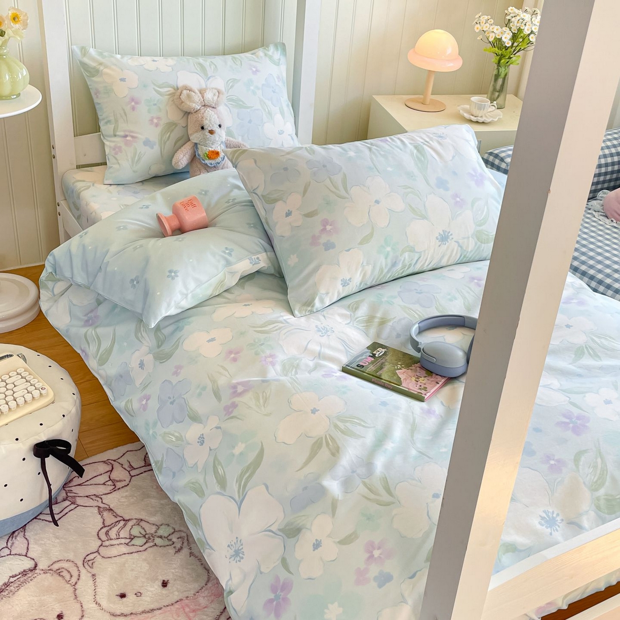 91家纺网 家纺一手货源 找家纺 寻米 2026新款春夏13070印花三件套单品系列-单被套 春风里-湖蓝