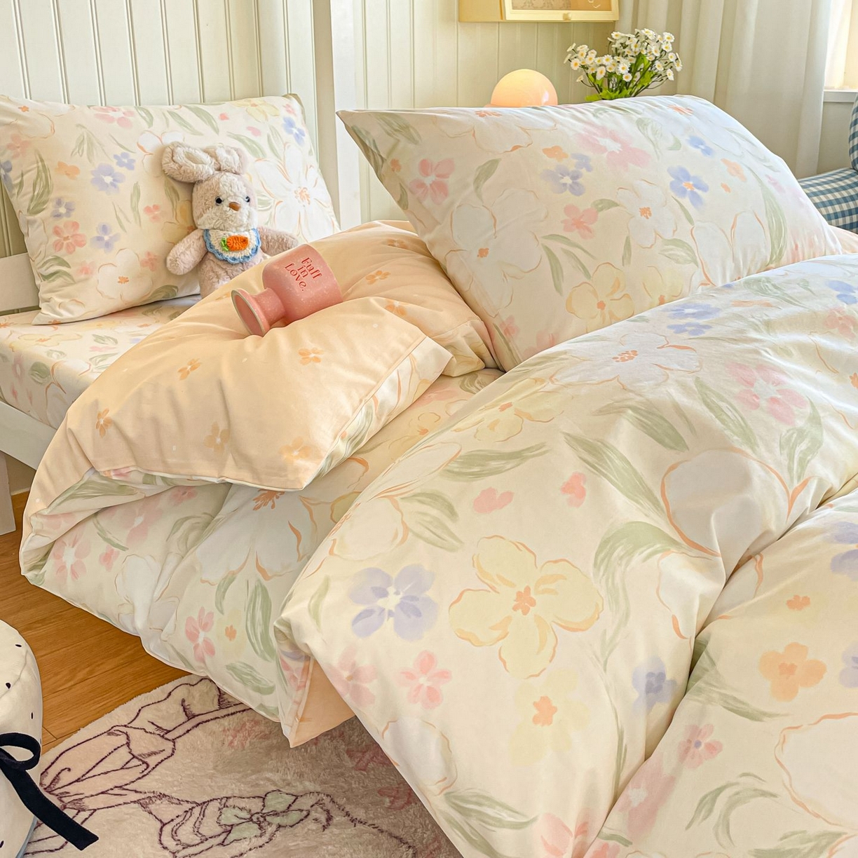 寻米 2026新款春夏13070印花三件套单品系列-单被套 春风里-杏色
