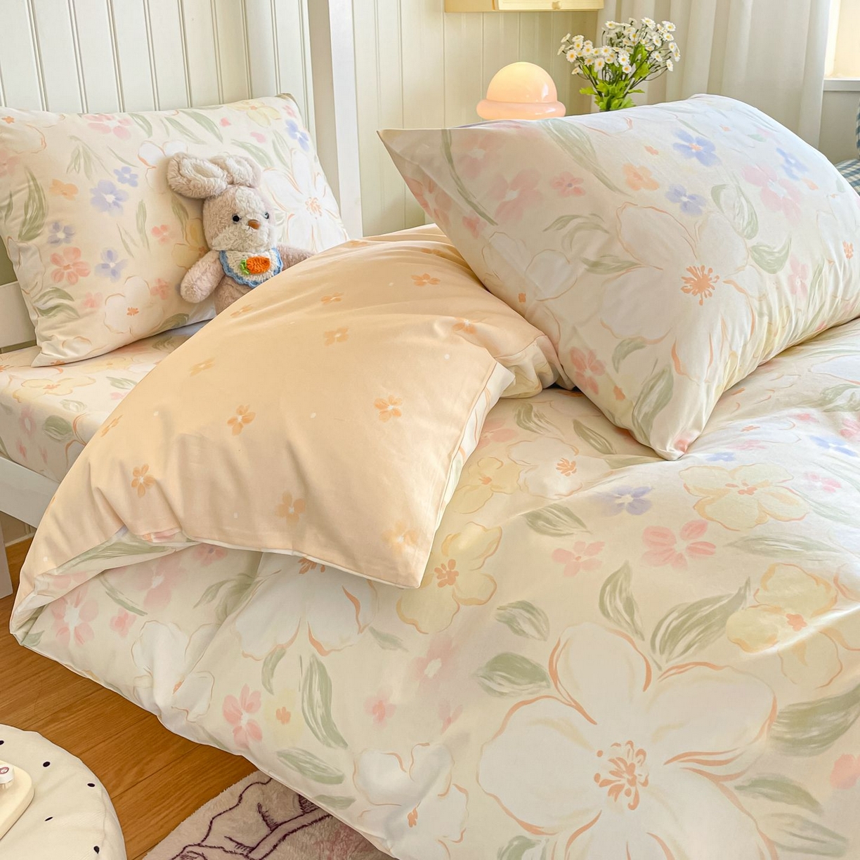 91家纺网 家纺一手货源 找家纺 寻米 2026新款春夏13070印花三件套单品系列-单被套 春风里-杏色