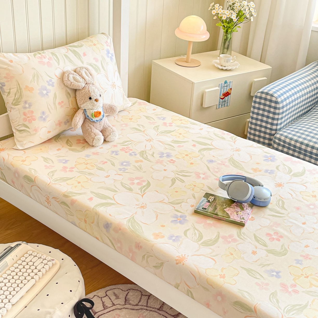 91家纺网 家纺一手货源 找家纺 寻米 2026新款春夏13070印花三件套单品系列-单被套 春风里-杏色