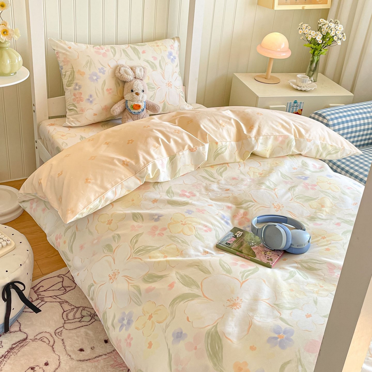 91家纺网 家纺一手货源 找家纺 寻米 2026新款春夏13070印花三件套单品系列-单被套 春风里-杏色