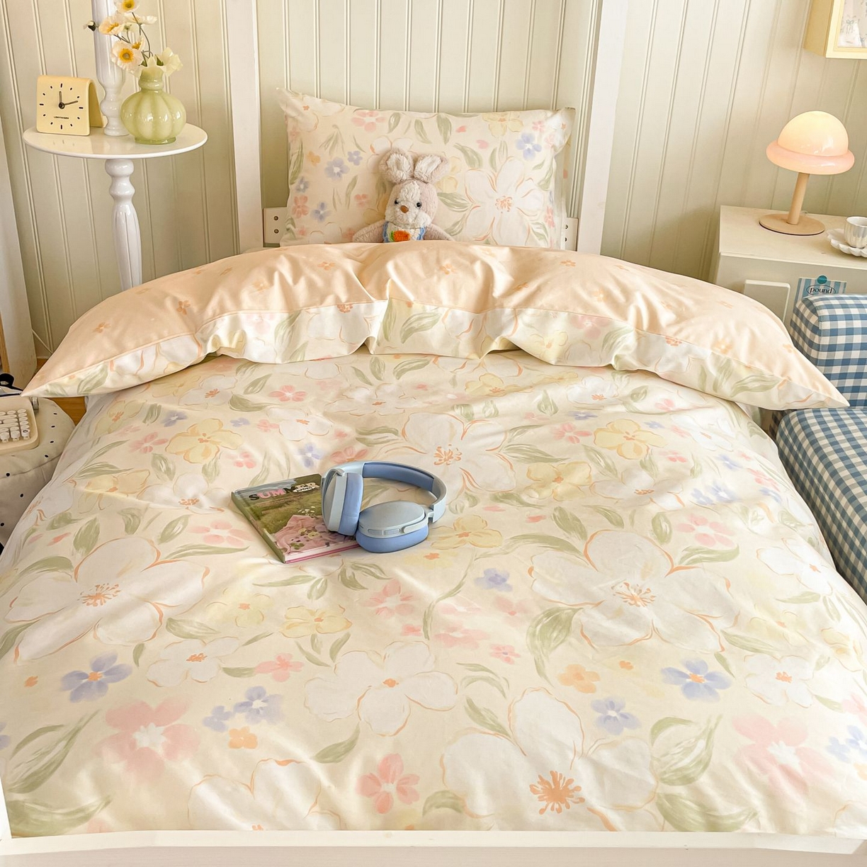 91家纺网 家纺一手货源 找家纺 寻米 2026新款春夏13070印花三件套单品系列-单被套 春风里-杏色