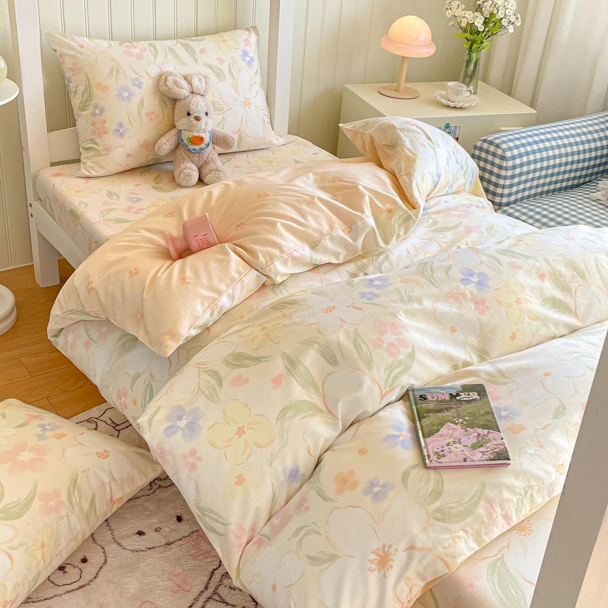 91家纺网 家纺一手货源 找家纺 寻米 2026新款春夏13070印花三件套单品系列-单被套 春风里-杏色