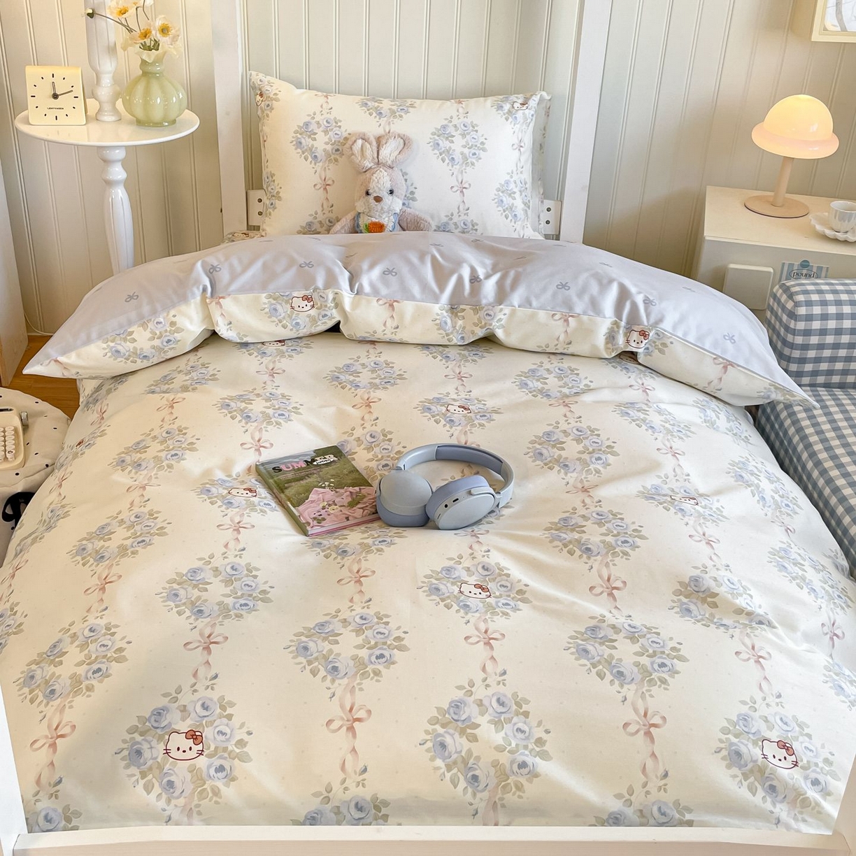 91家纺网 家纺一手货源 找家纺 寻米 2026新款春夏13070印花三件套单品系列-单被套 花园凯蒂