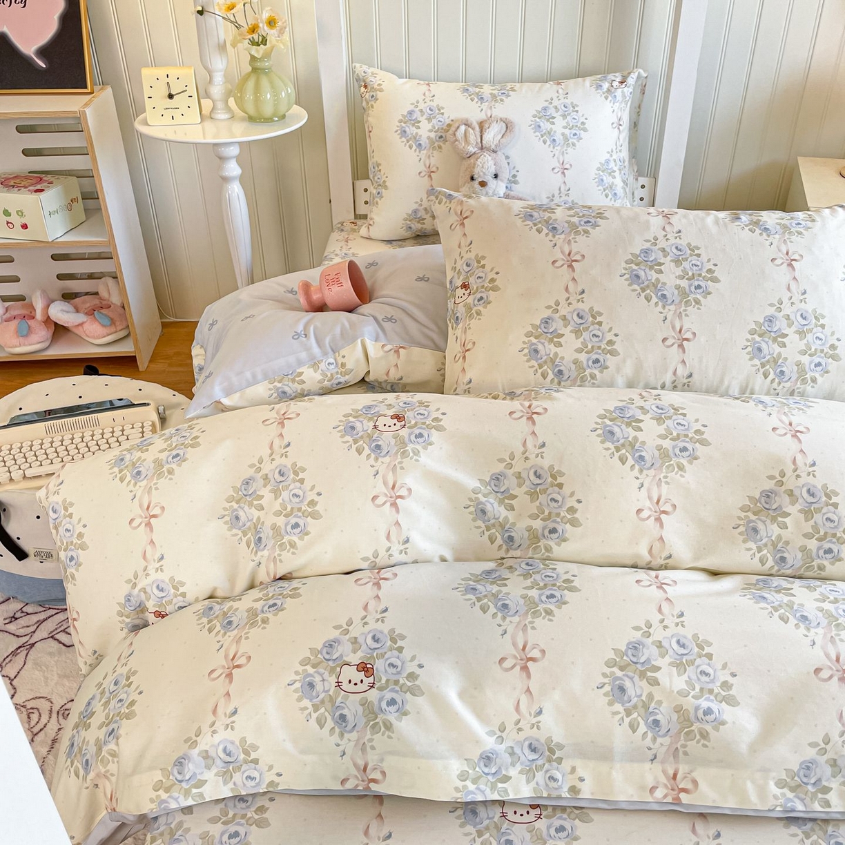 91家纺网 家纺一手货源 找家纺 寻米 2026新款春夏13070印花三件套单品系列-单被套 花园凯蒂
