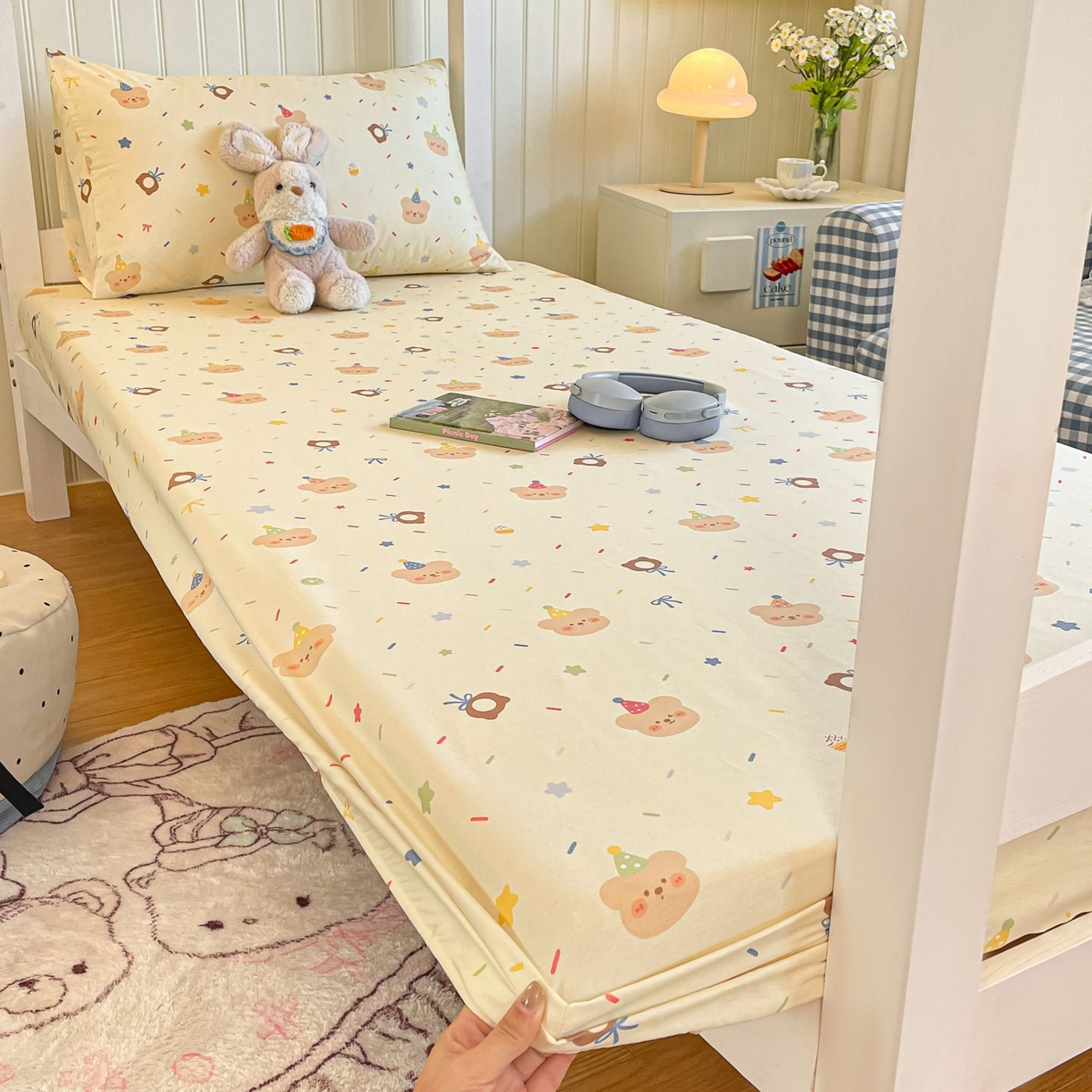 91家纺网 家纺一手货源 找家纺 寻米 2026新款春夏13070印花三件套单品系列-单被套 黄油小熊