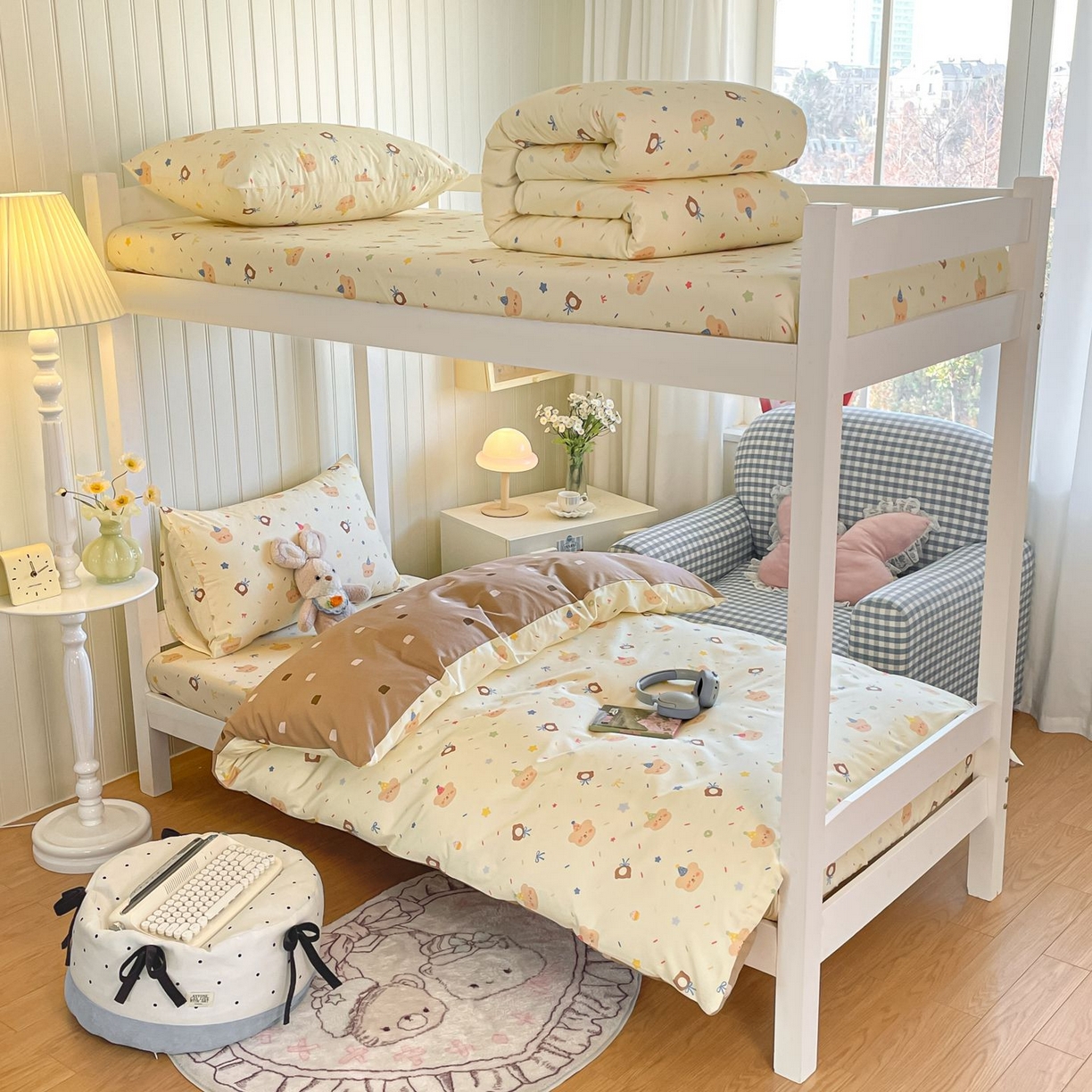 91家纺网 家纺一手货源 找家纺 寻米 2026新款春夏13070印花三件套单品系列-单被套 黄油小熊