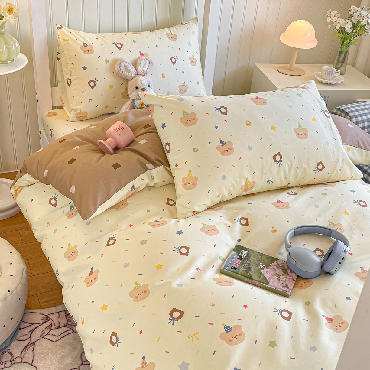 91家纺网 家纺一手货源 找家纺 寻米 2026新款春夏13070印花三件套单品系列-单被套 黄油小熊