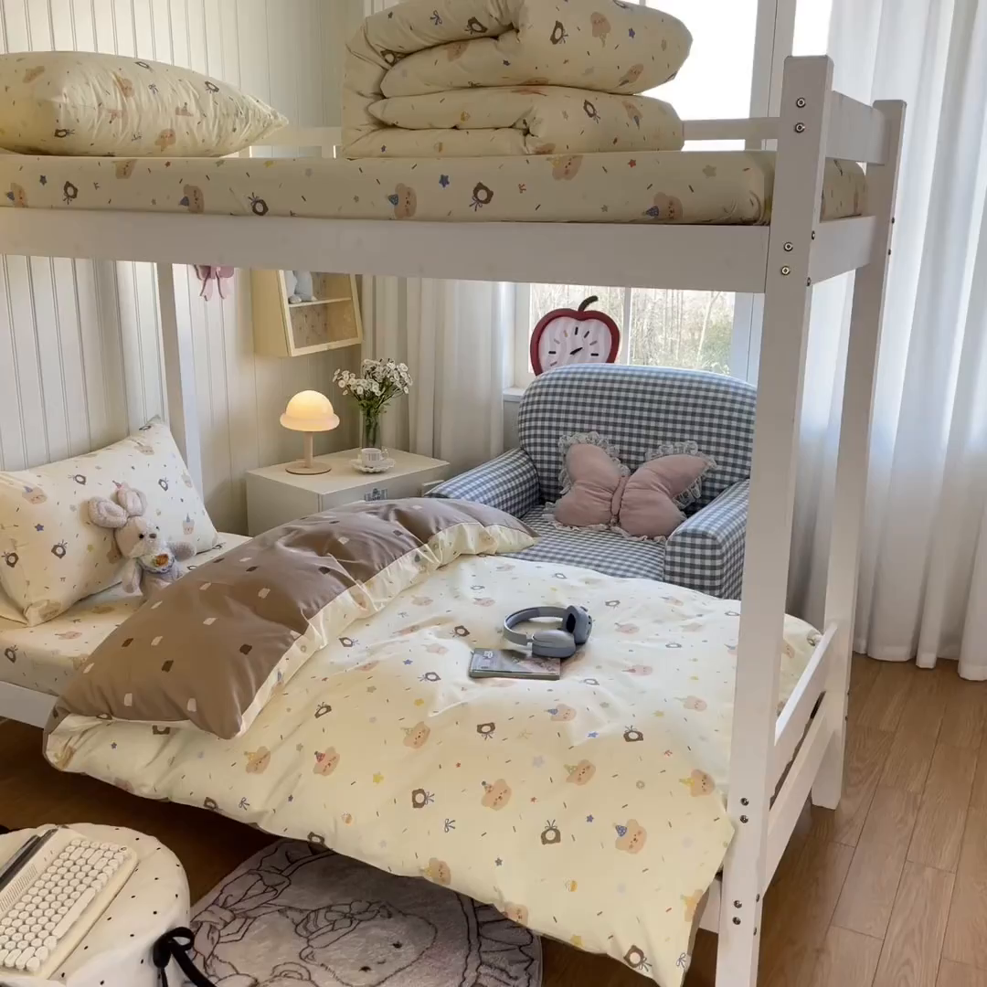 91家纺网 家纺一手货源 找家纺 寻米 2026新款春夏13070印花三件套单品系列-单被套 黄油小熊