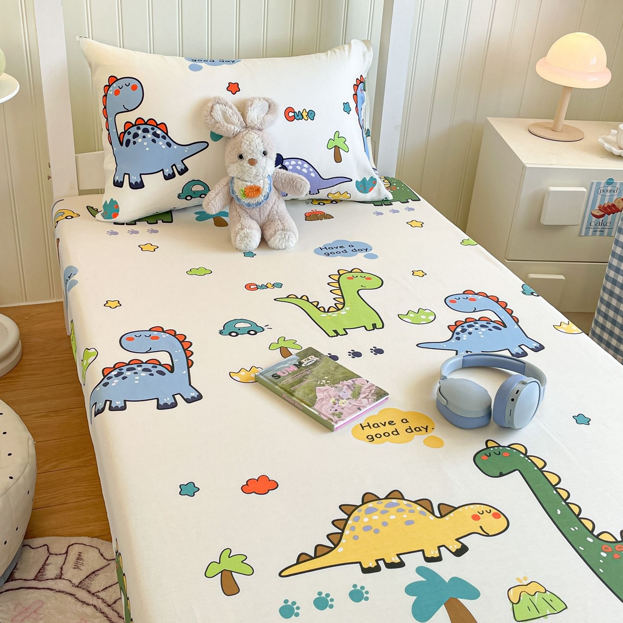 91家纺网 家纺一手货源 找家纺 寻米 2026新款春夏13070印花三件套单品系列-单被套 恐龙乐园