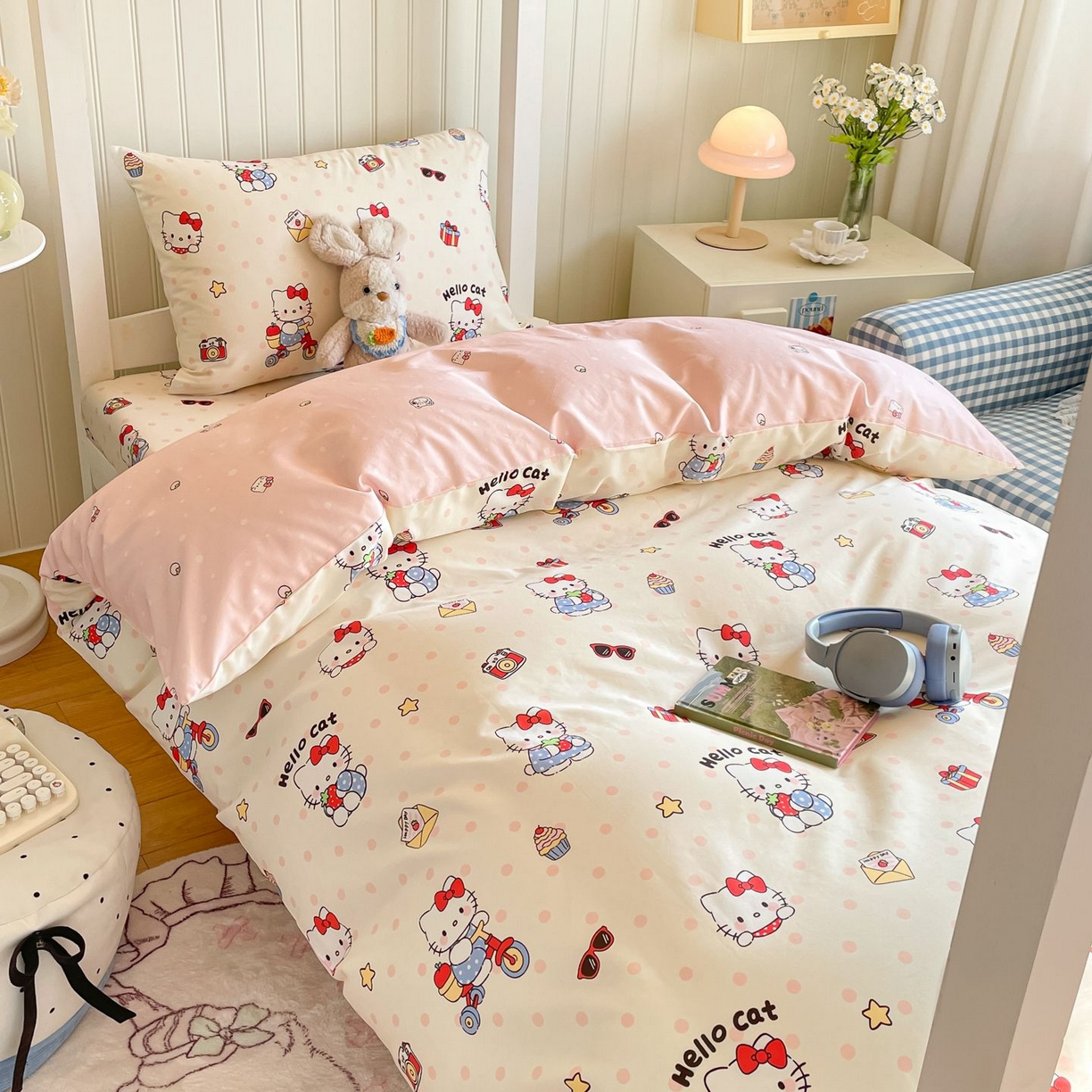 91家纺网 家纺一手货源 找家纺 寻米 2026新款春夏13070印花三件套单品系列-单被套 快乐小喵