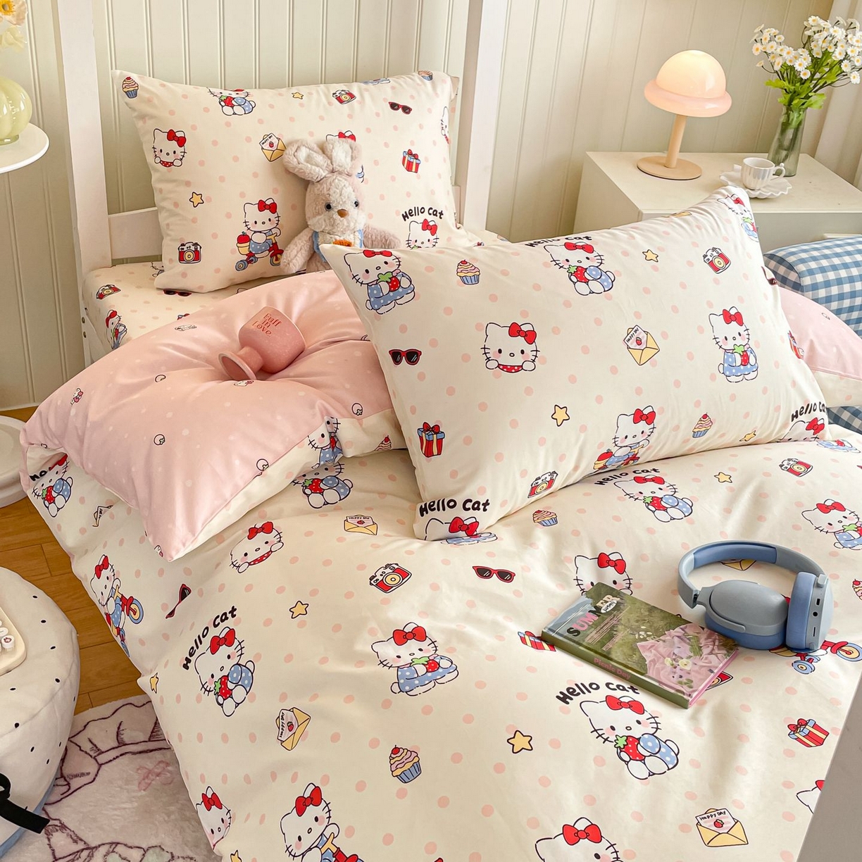 91家纺网 家纺一手货源 找家纺 寻米 2026新款春夏13070印花三件套单品系列-单被套 快乐小喵