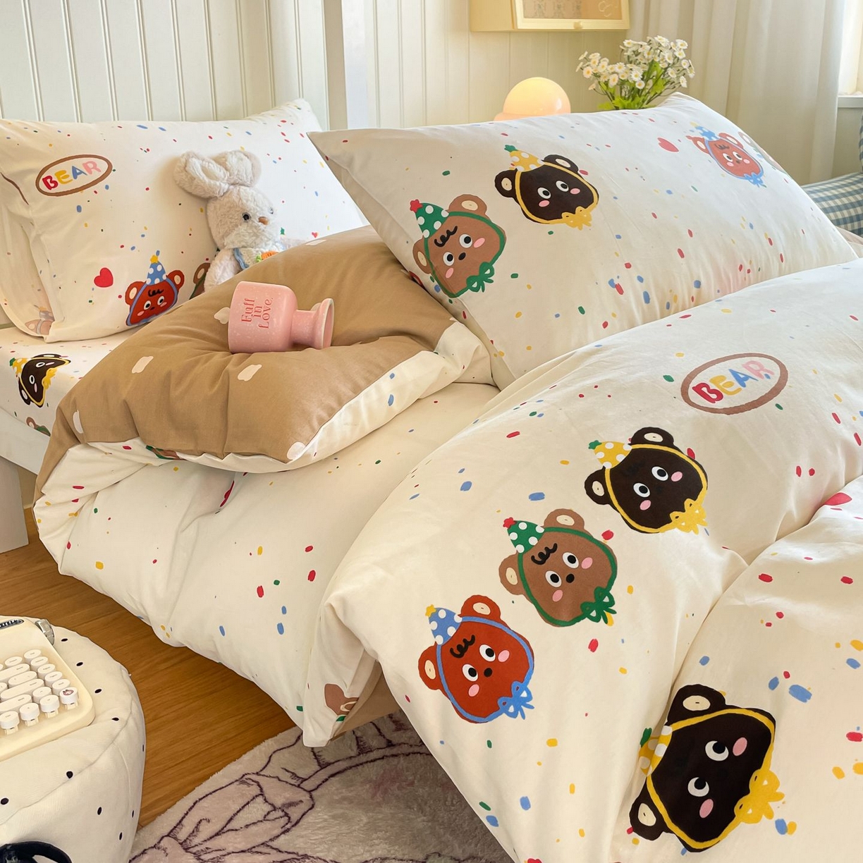 寻米 2026新款春夏13070印花三件套单品系列-单被套 快乐熊仔