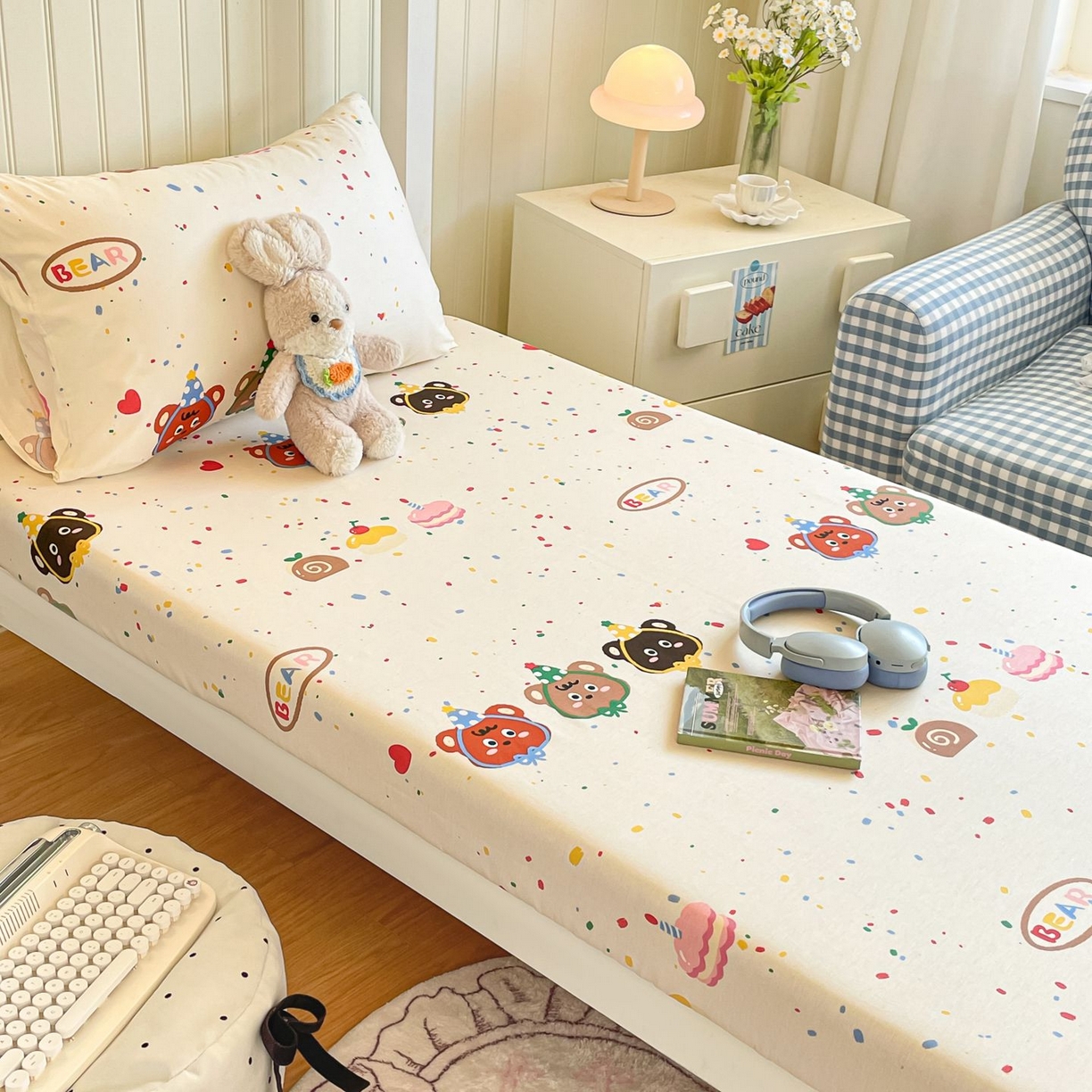 91家纺网 家纺一手货源 找家纺 寻米 2026新款春夏13070印花三件套单品系列-单被套 快乐熊仔