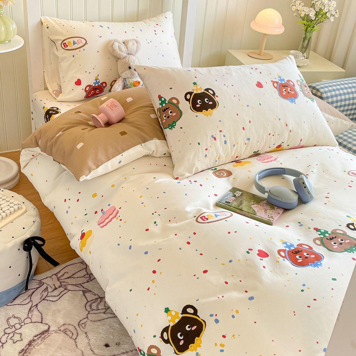 91家纺网 家纺一手货源 找家纺 寻米 2026新款春夏13070印花三件套单品系列-单被套 快乐熊仔