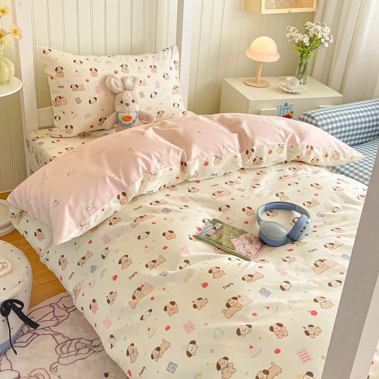 91家纺网 家纺一手货源 找家纺 寻米 2026新款春夏13070印花三件套单品系列-单被套 奶酪小狗