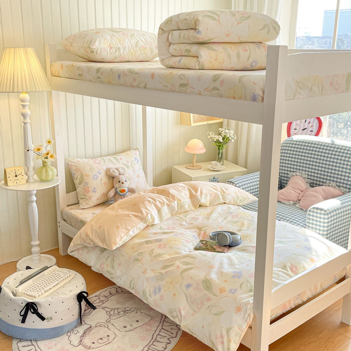 寻米 2026新款春夏13070印花三件套单品系列-三件套 春风里-杏色