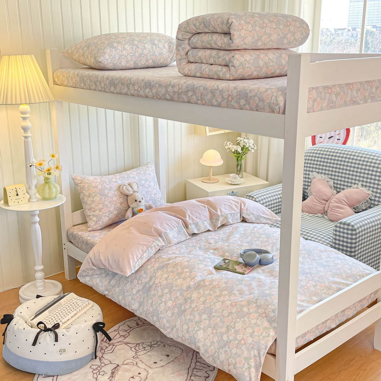 寻米 2026新款春夏13070印花三件套单品系列-三件套 繁花-粉