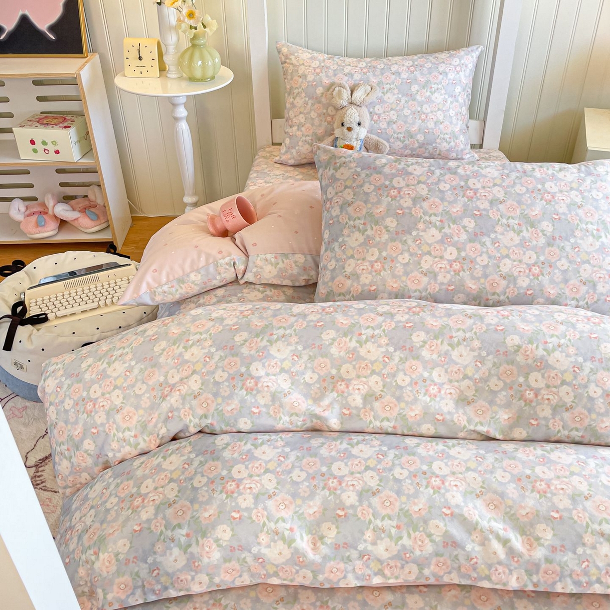 91家纺网 家纺一手货源 找家纺 寻米 2026新款春夏13070印花三件套单品系列-三件套 繁花-粉