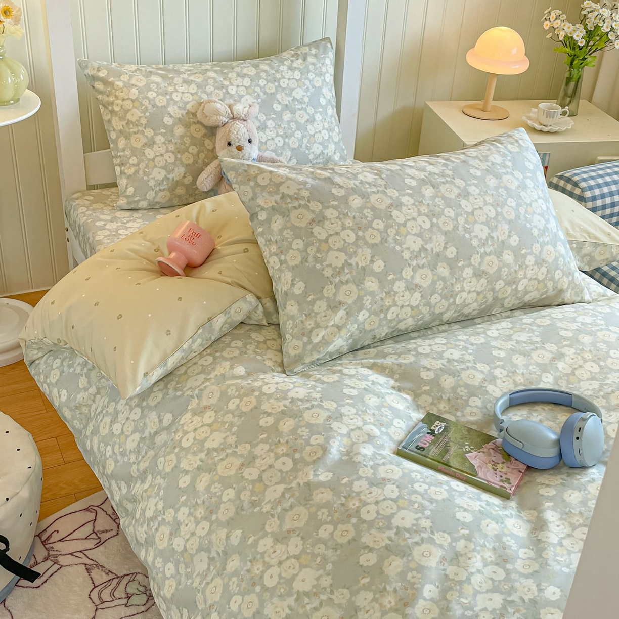 91家纺网 家纺一手货源 找家纺 寻米 2026新款春夏13070印花三件套单品系列-三件套 繁花-绿