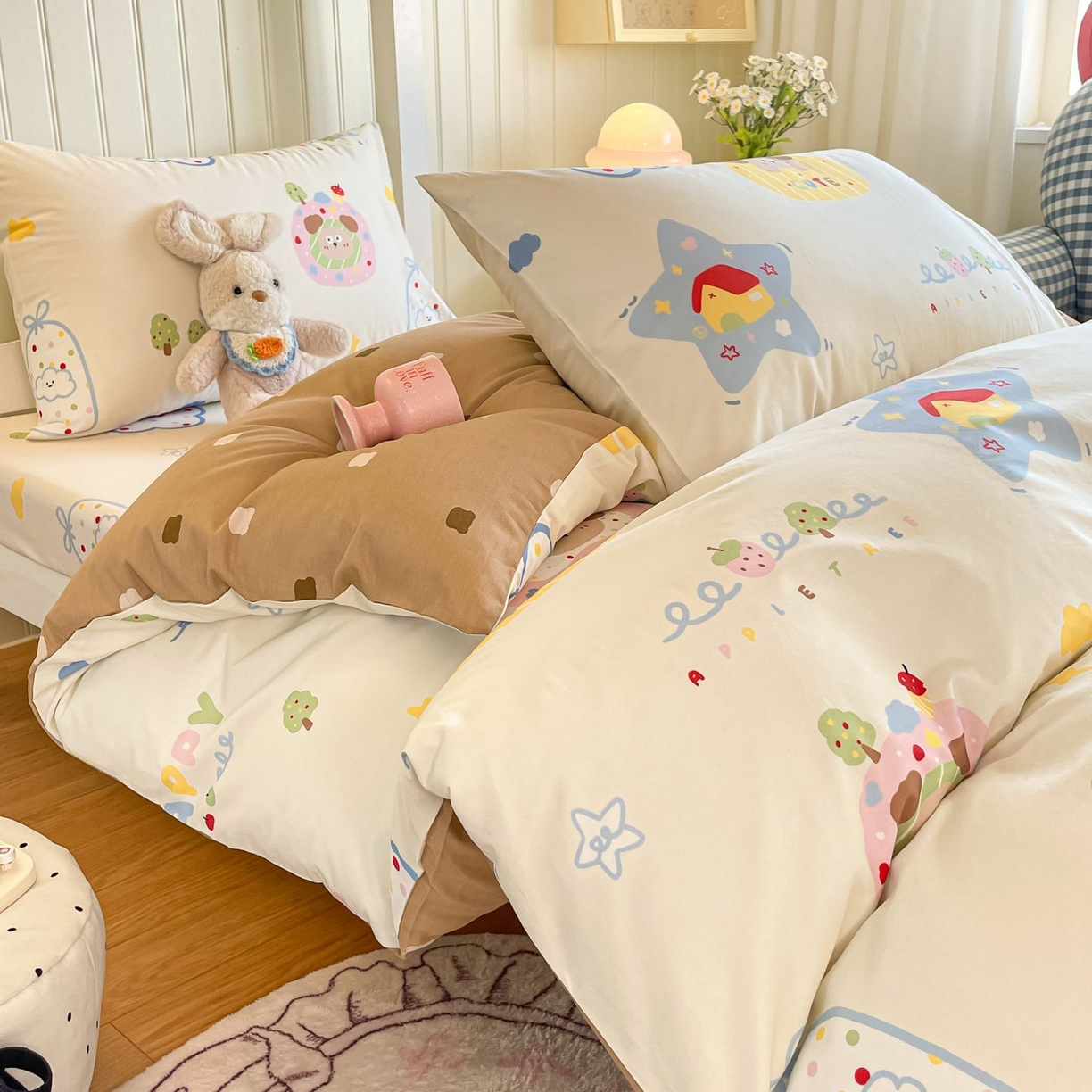 91家纺网 家纺一手货源 找家纺 寻米 2026新款春夏13070印花三件套单品系列-单被套 香草泡芙